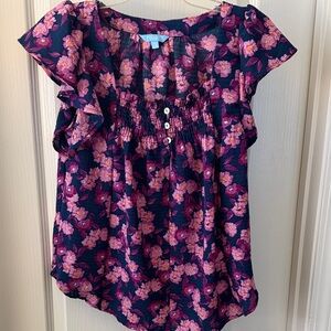 Draper James Pink and Purple Floral Blouse